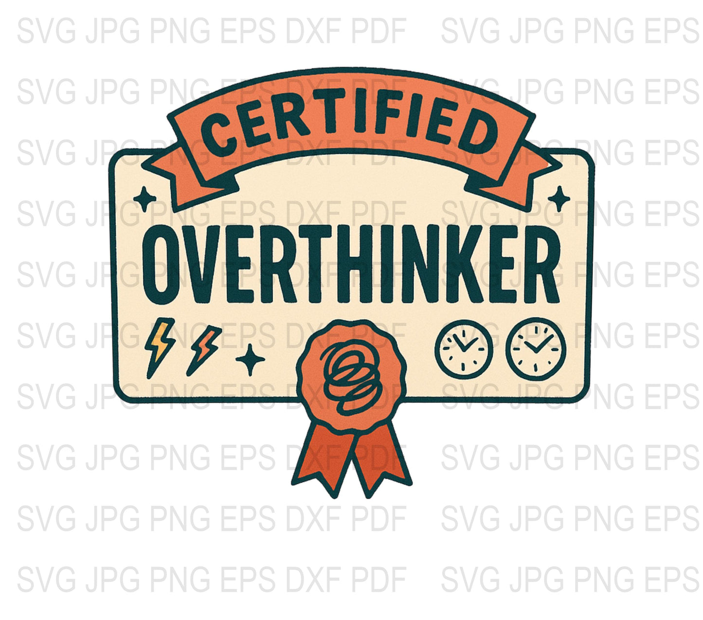 Certified Overthinker Badge Graphic T-Shirt, Funny Mindful Awareness, Thoughtful Gift Idea, Unisex Adult Clothing