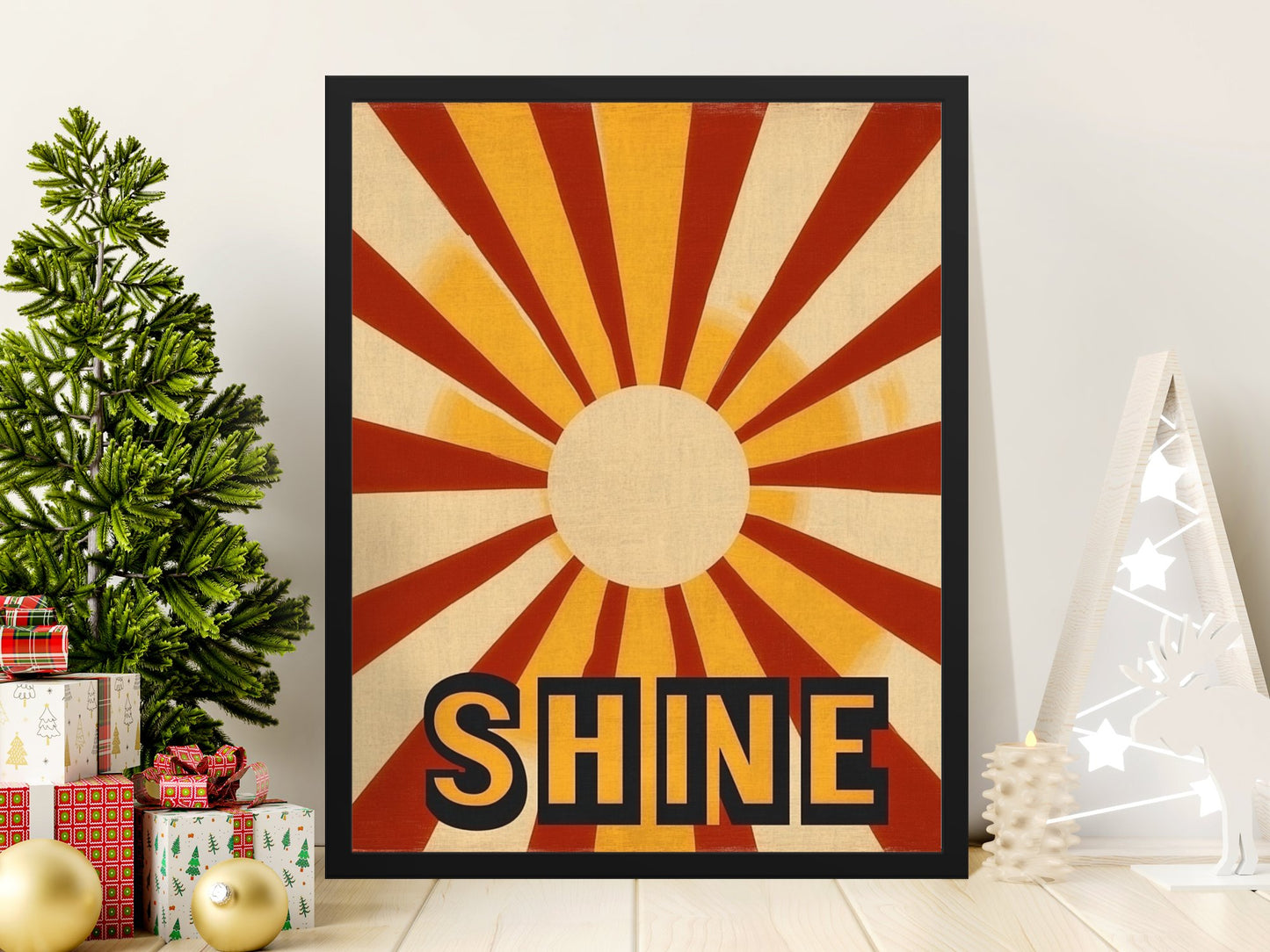 Vintage Shine Poster, Retro Sunburst Print, Inspirational Wall Art, Home Decor, Bright Office Decor, Unique Gift Idea