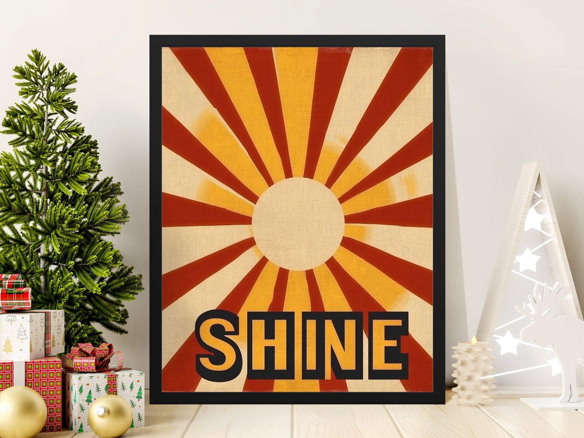 Vintage Shine Poster, Retro Sunburst Print, Inspirational Wall Art, Home Decor, Bright Office Decor, Unique Gift Idea