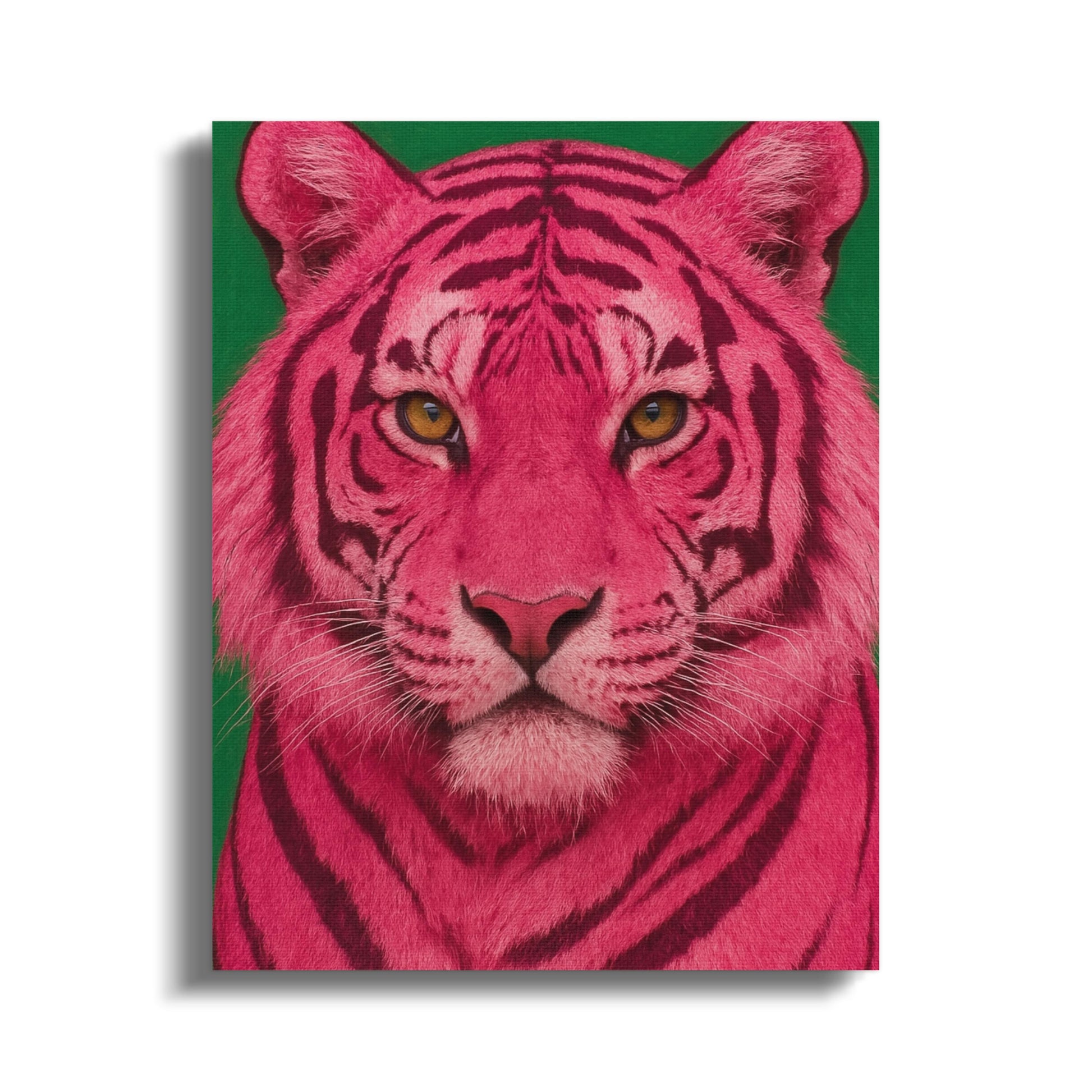 Pink Tiger Art Print, Vibrant Wildlife Portrait Poster, Exotic Animal Wall Decor, Bold Home Decoration