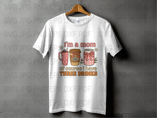 Funny Mom T-Shirt, Coffee and Wine Lover Tee, Gift for Mothers, Casual Graphic Shirt with Sayings, Women's White Top