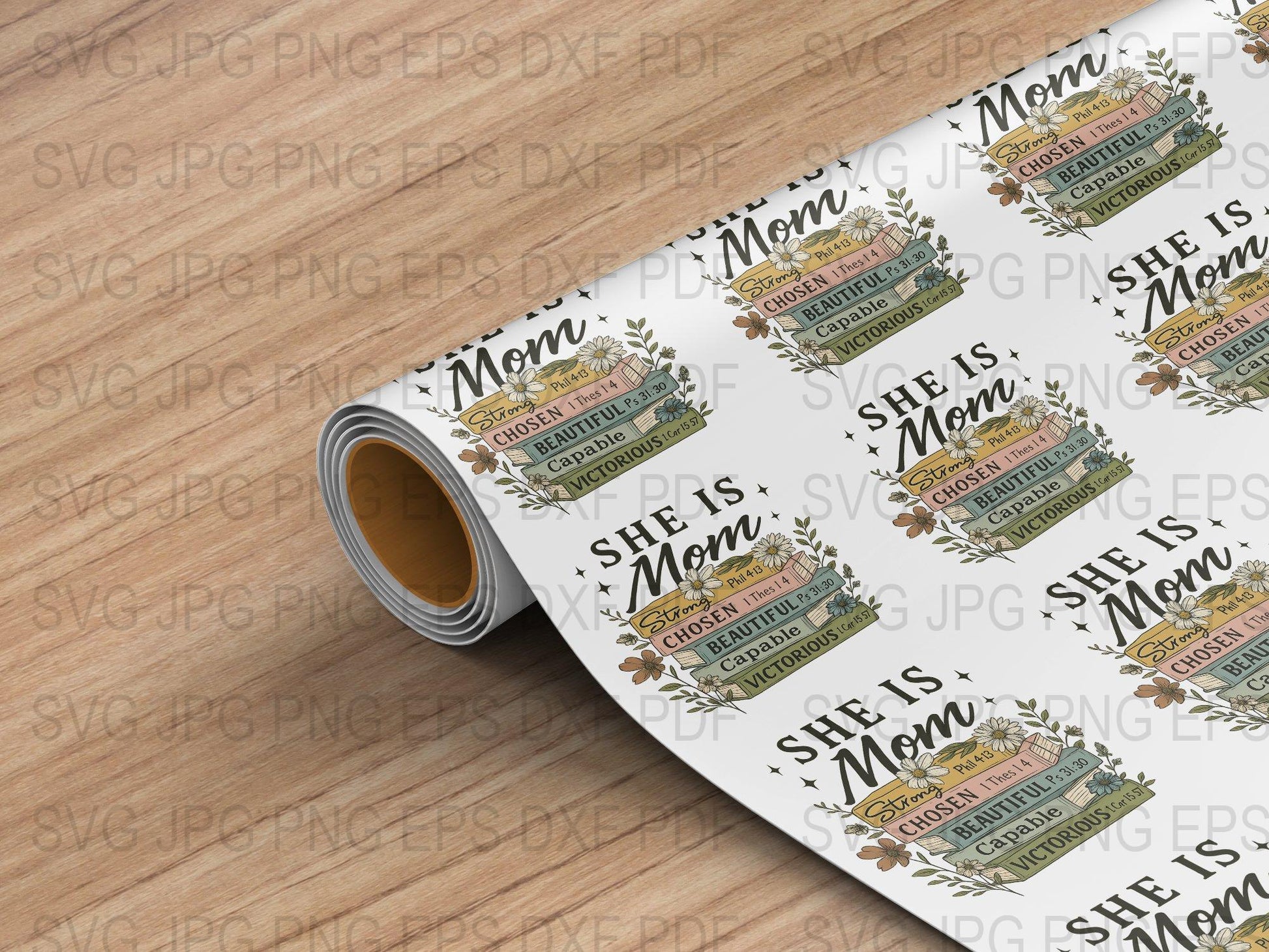 Mom Themed Vinyl Sticker Roll, Floral and Quotes Design, DIY Crafting Supplies, Decal Material for Personal Projects, Customizable Decor