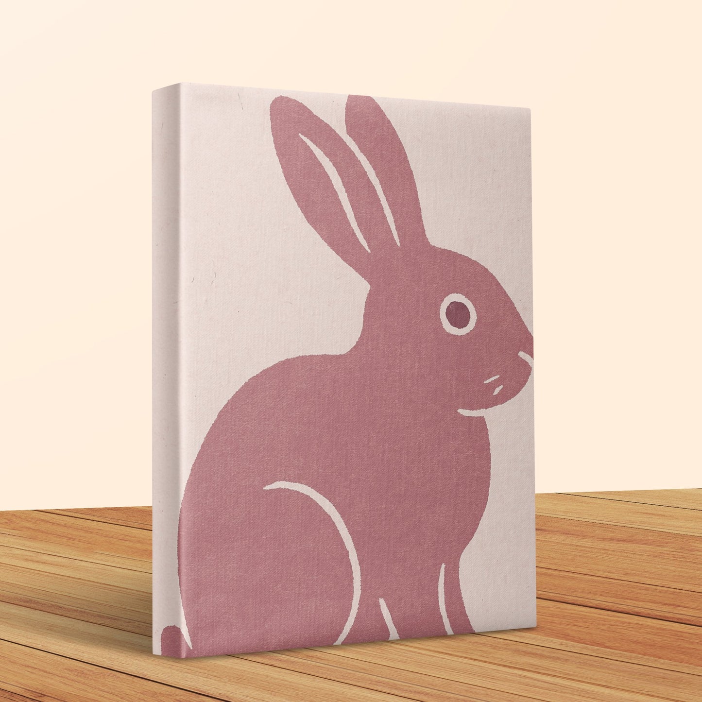 Pink Rabbit Canvas Art Print, Modern Minimalist Animal Wall Decor, Nursery Room Decoration, Cute Bunny Illustration