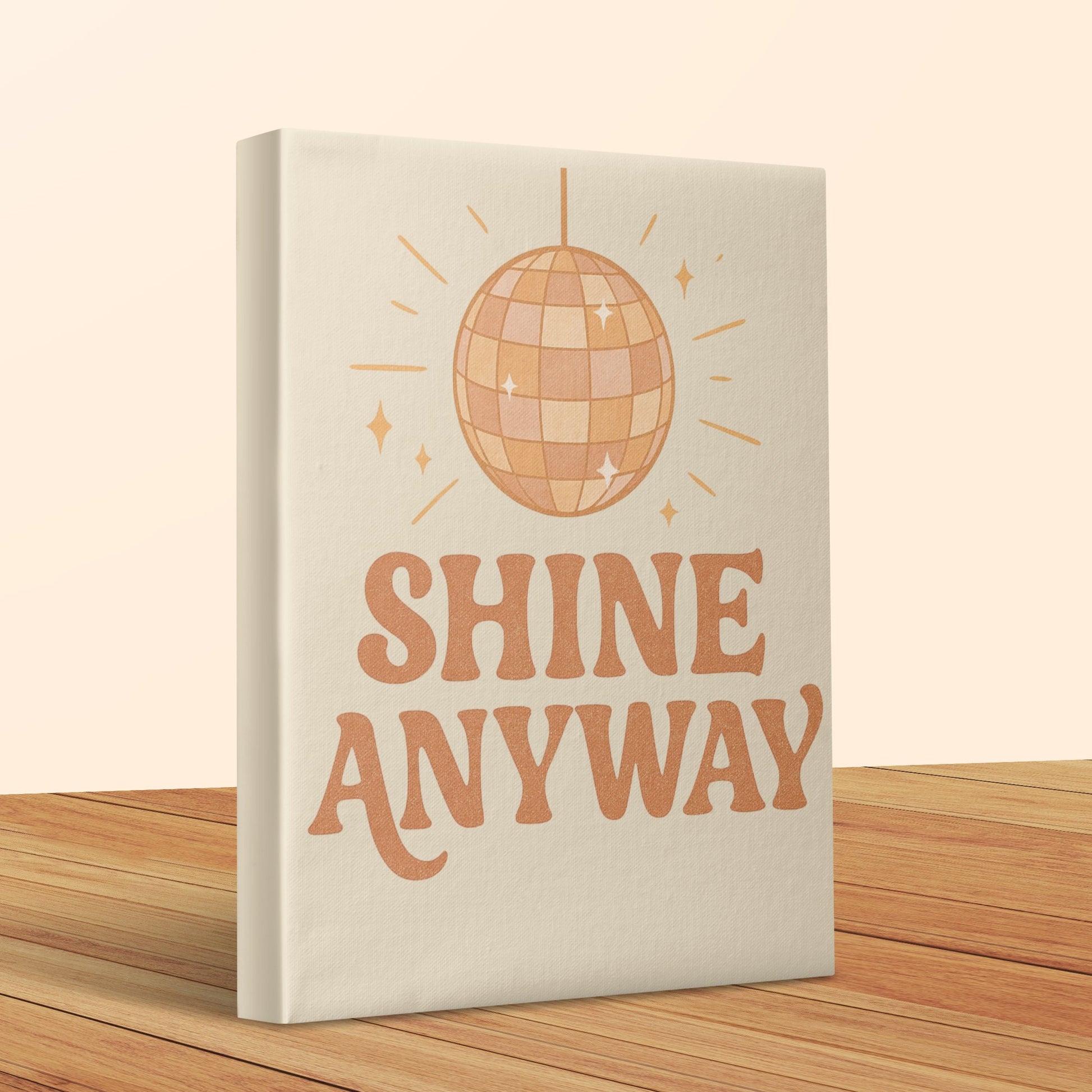 Inspirational Canvas Art 'Shine Anyway' with Mirror Ball Design, Modern Home Decor Wall Hanging