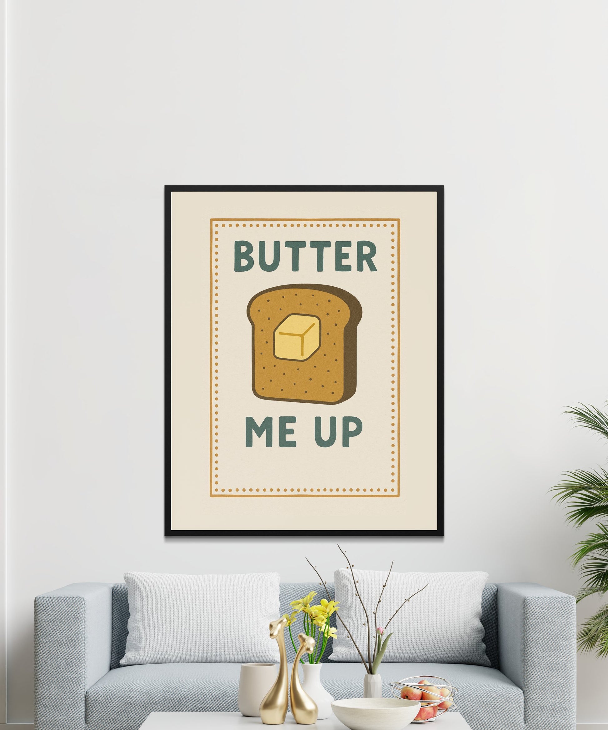 Butter Me Up Kitchen Wall Art, Retro Toast Poster, Vintage Style Home Decor, Food Art Print, Dining Room Decoration