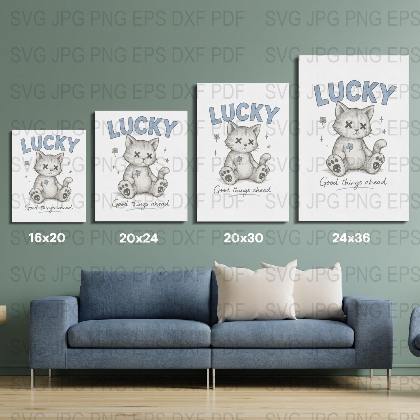 Lucky Cat Poster Set, Japanese Maneki Neko Wall Art, Digital Print, Home Decor, Gift Idea, Multiple Sizes Available