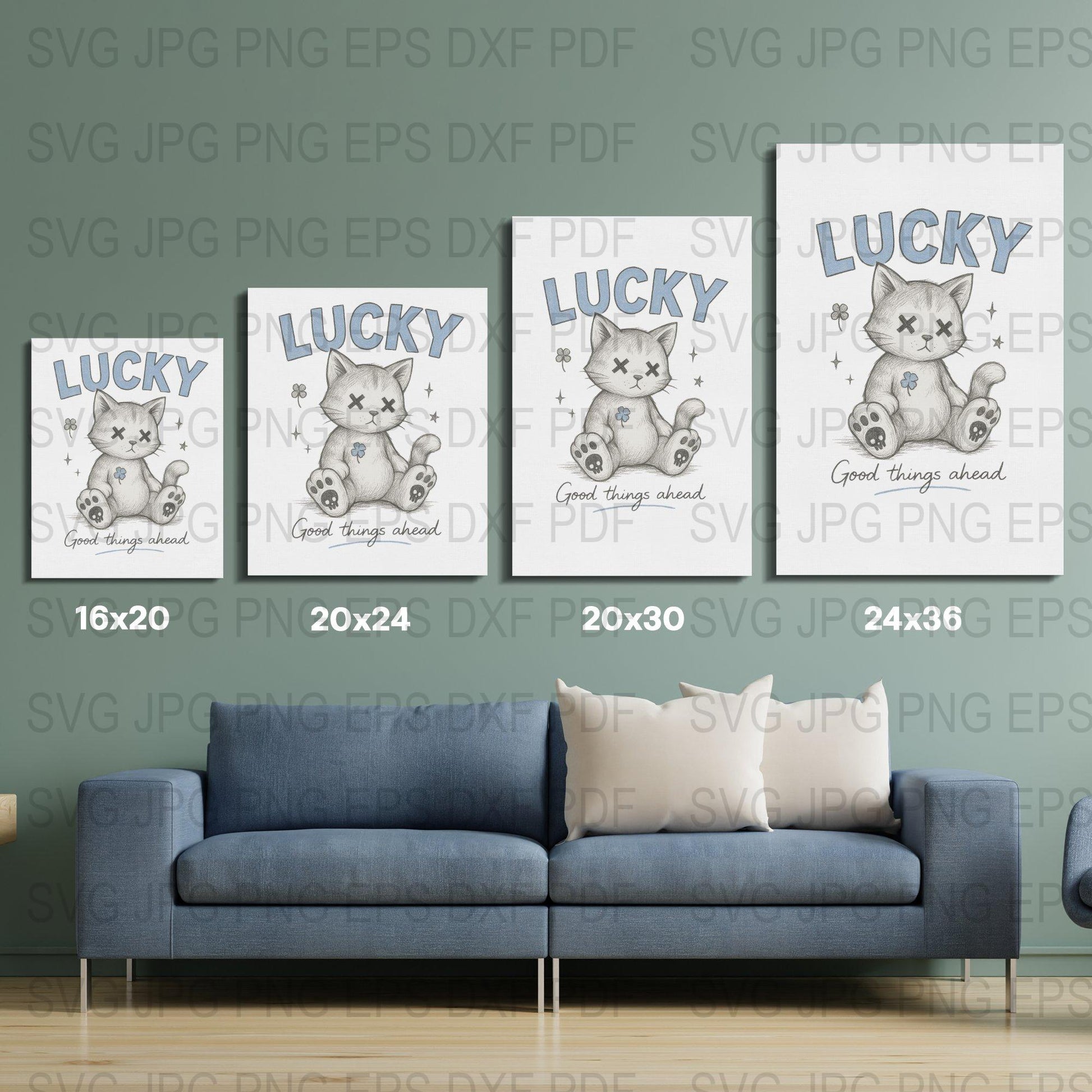 Lucky Cat Poster Set, Japanese Maneki Neko Wall Art, Digital Print, Home Decor, Gift Idea, Multiple Sizes Available