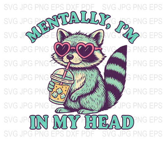 Cute Raccoon Graphic T-Shirt Design, Funny Animal with Drink SVG, JPG, PNG Files for Cricut and Silhouette, Digital Download