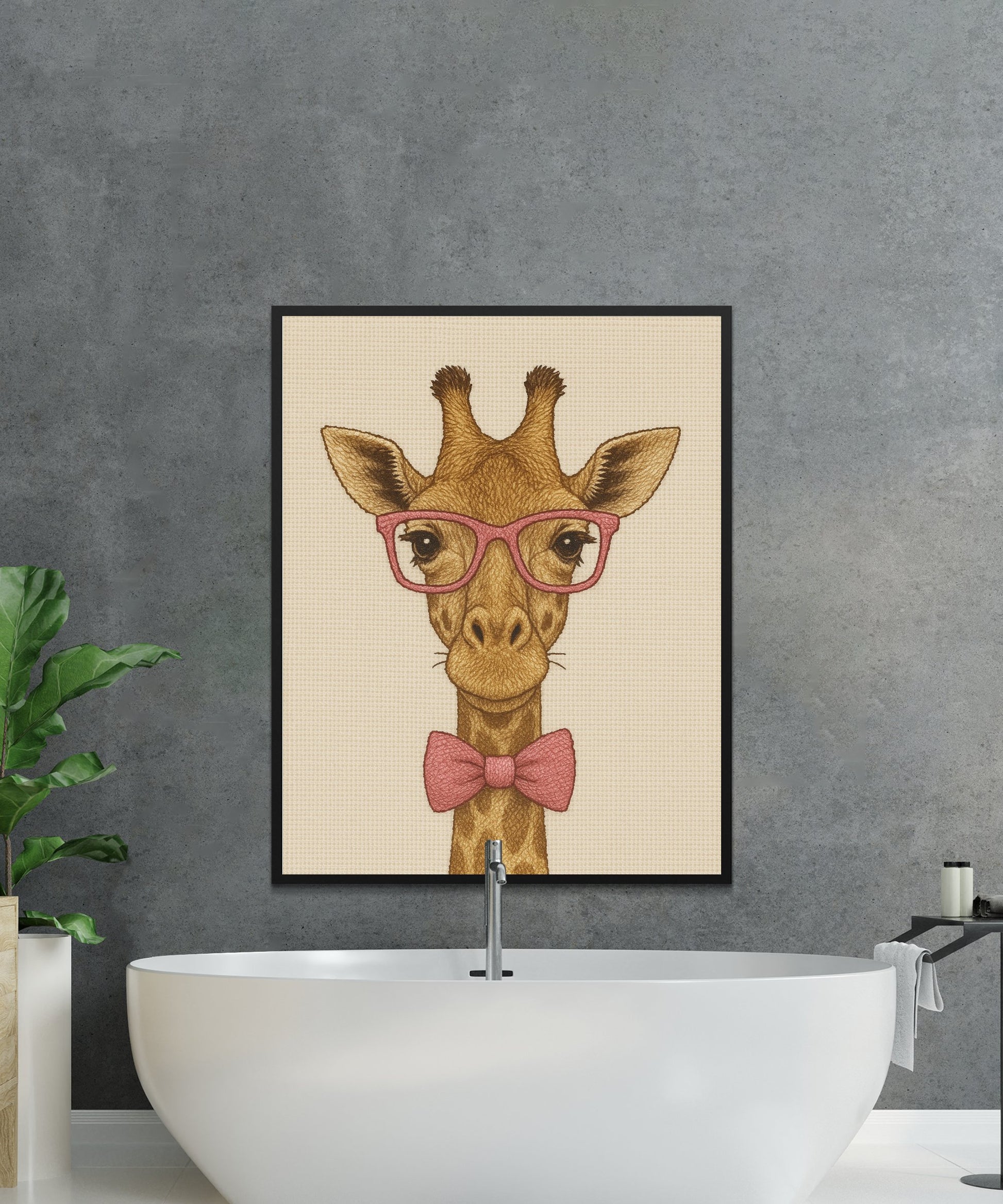 Quirky Giraffe Art Print with Glasses and Bow Tie, Cute Animal Wall Decor for Nursery or Office