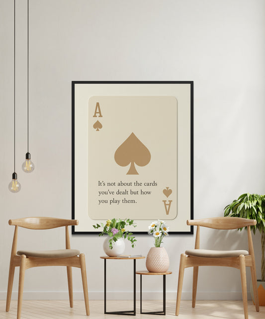 Ace of Spades Wall Art, Inspirational Quote Poster, Modern Home Decor, Minimalist Living Room Print, Large Size Canvas