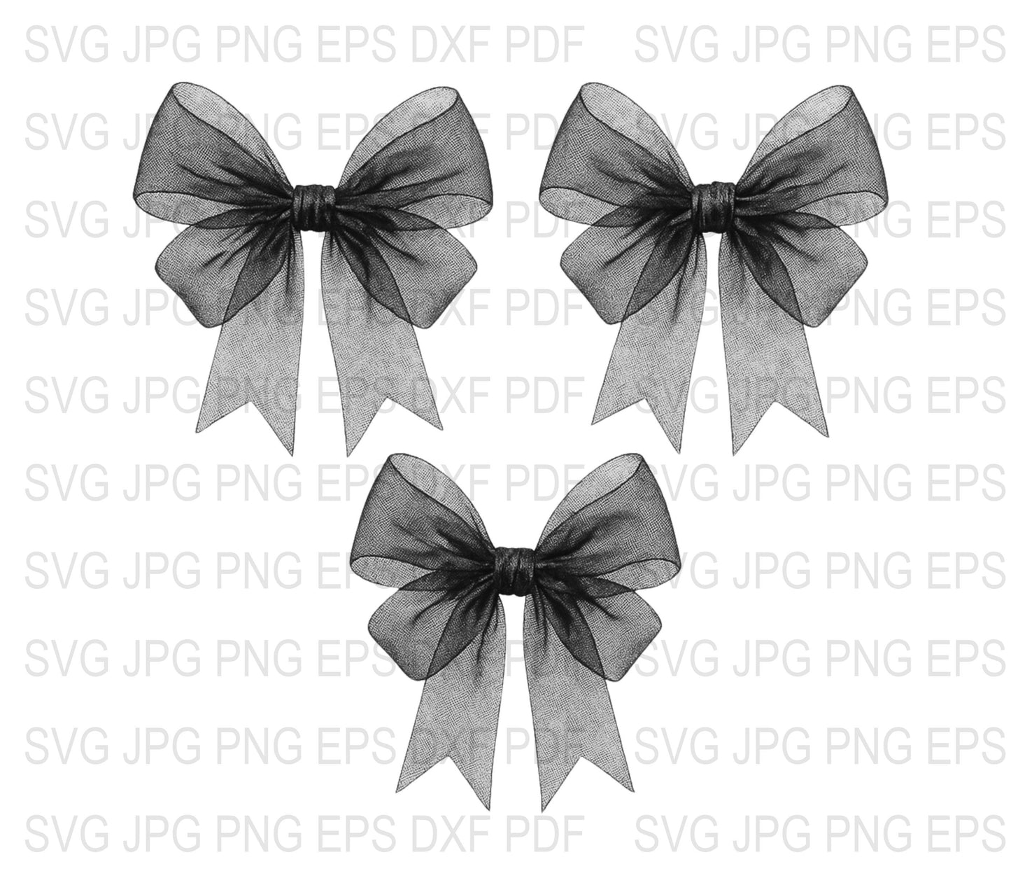 Elegant Black Bow Clipart, Monochromatic Bowtie Graphics, svg jpg png pdf Files, Digital Download for Crafts and Design