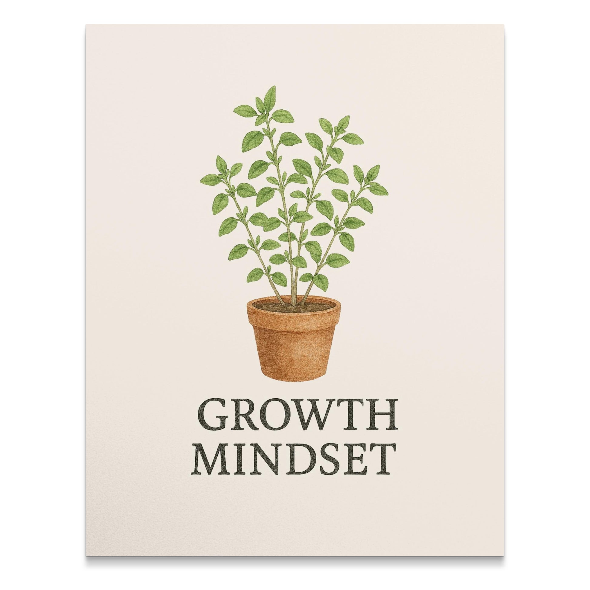 Growth Mindset Poster, Inspirational Wall Art, Botanical Print, Office Decor, Classroom Artwork, Motivational Quote, Potted Plant Image