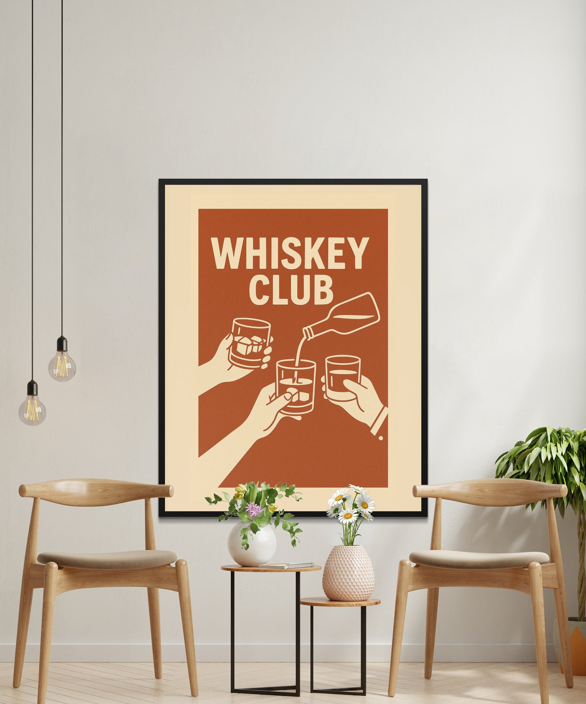 Vintage Whiskey Club Poster, Retro Bar Wall Art, Home Decor Print, Man Cave Gift Idea, Drinking Artwork, Kitchen Décor