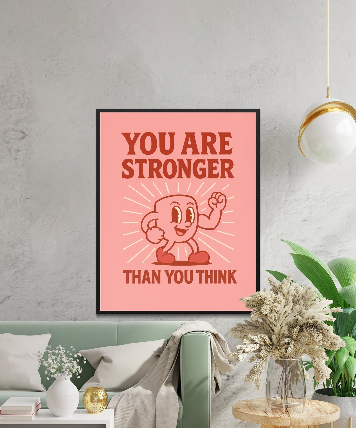 Motivational Wall Art Poster, 'You Are Stronger Than You Think' Inspirational Print for Home Decor