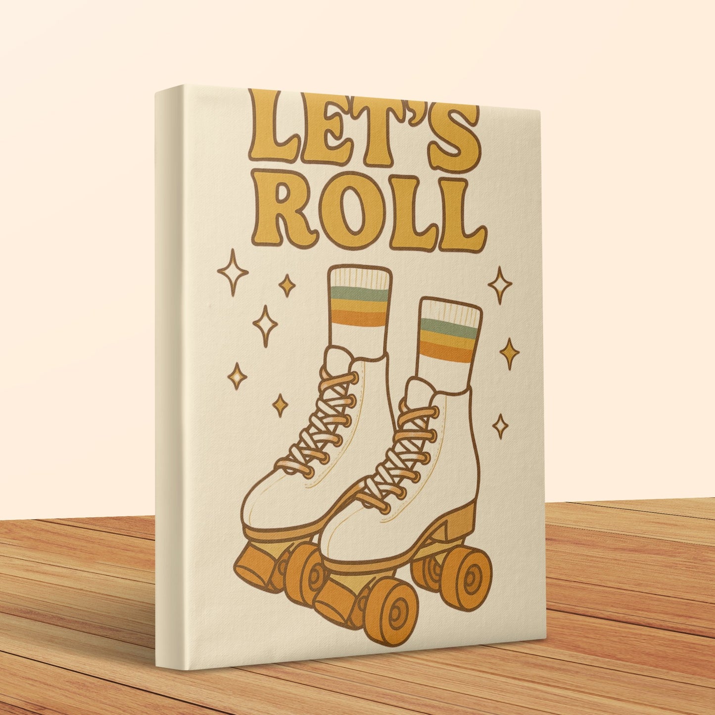 Vintage Style Roller Skates Canvas Print, Retro Let's Roll Wall Art, Colorful Home Decor