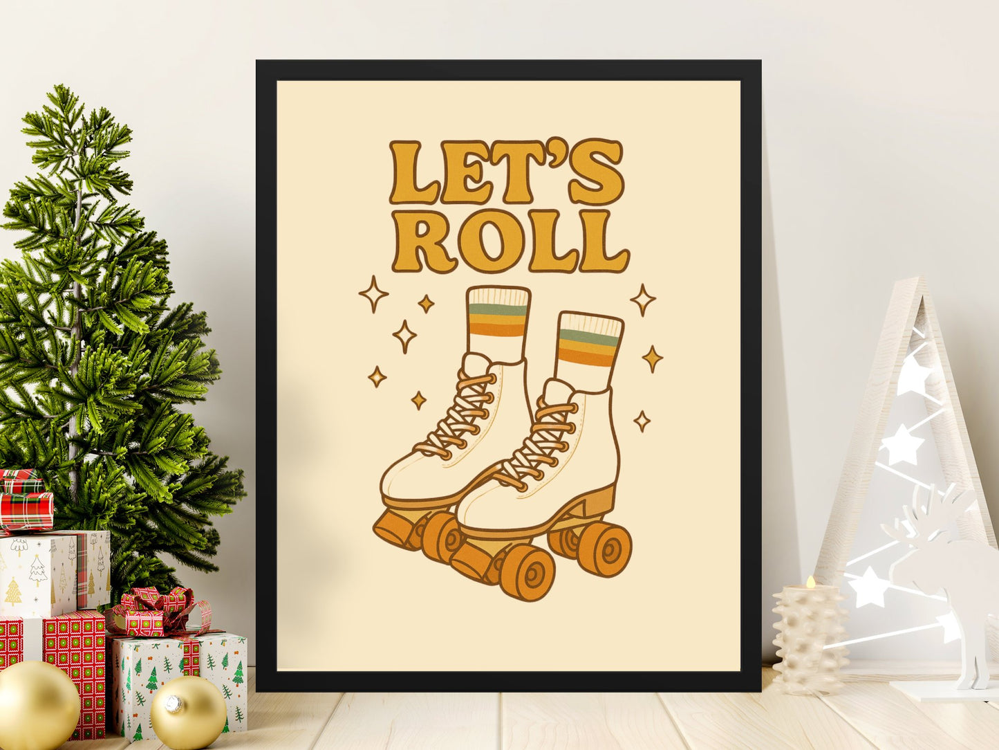 Vintage Roller Skates Poster, Let's Roll Wall Art, Retro Skating Decor, Gift for Skaters, Home Decor, Nursery Artwork