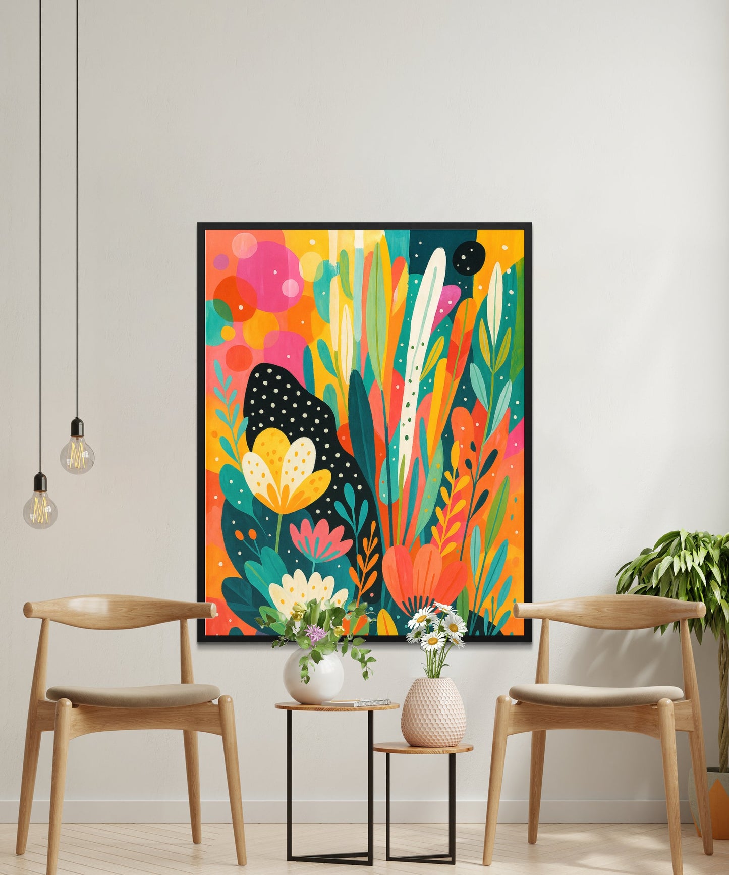Colorful Abstract Floral Art Print, Modern Vibrant Wall Decor, Nature Inspired Living Room Artwork