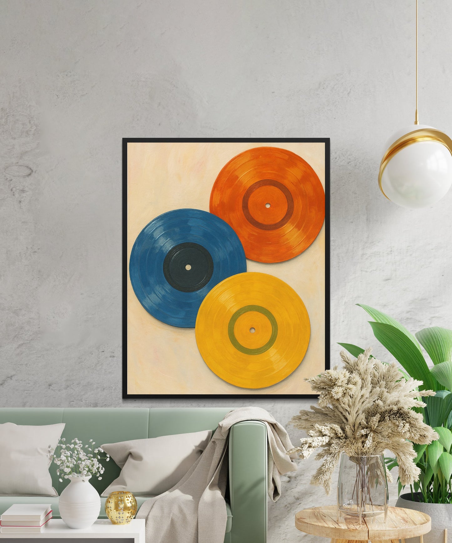 Colorful Abstract Vinyl Records Art Print, Modern Wall Decor, Living Room Decorative Painting