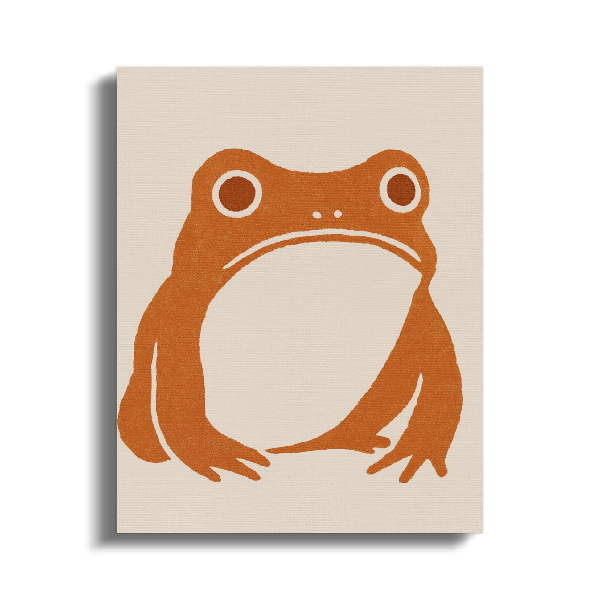 Vintage Style Orange Frog Art Print, Minimalist Animal Wall Decor, Nature Inspired Home Decoration
