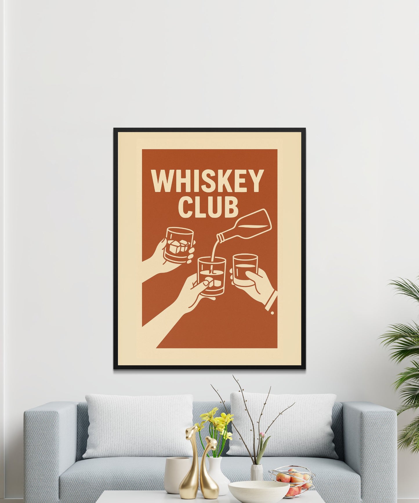 Vintage Whiskey Club Poster, Retro Bar Decor, Classic Alcohol Ad, Art Print for Home Bar, Gift for Whiskey Lovers