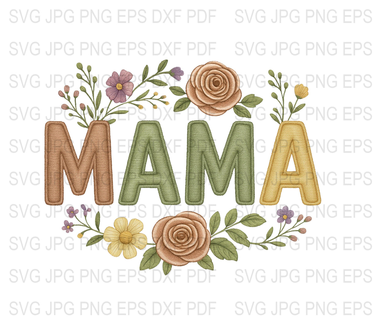 Mama Floral Wreath SVG, Mother's Day Clipart, Digital Download, Spring Flowers, Crafting File, JPEG, PNG, EPS, DXF Formats