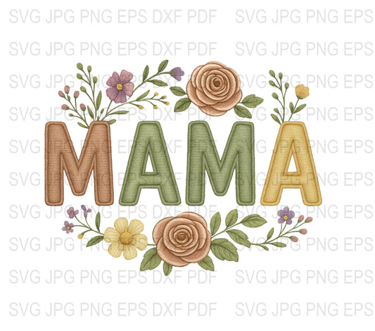 Mama Floral Wreath SVG, Mother's Day Clipart, Digital Download, Spring Flowers, Crafting File, JPEG, PNG, EPS, DXF Formats