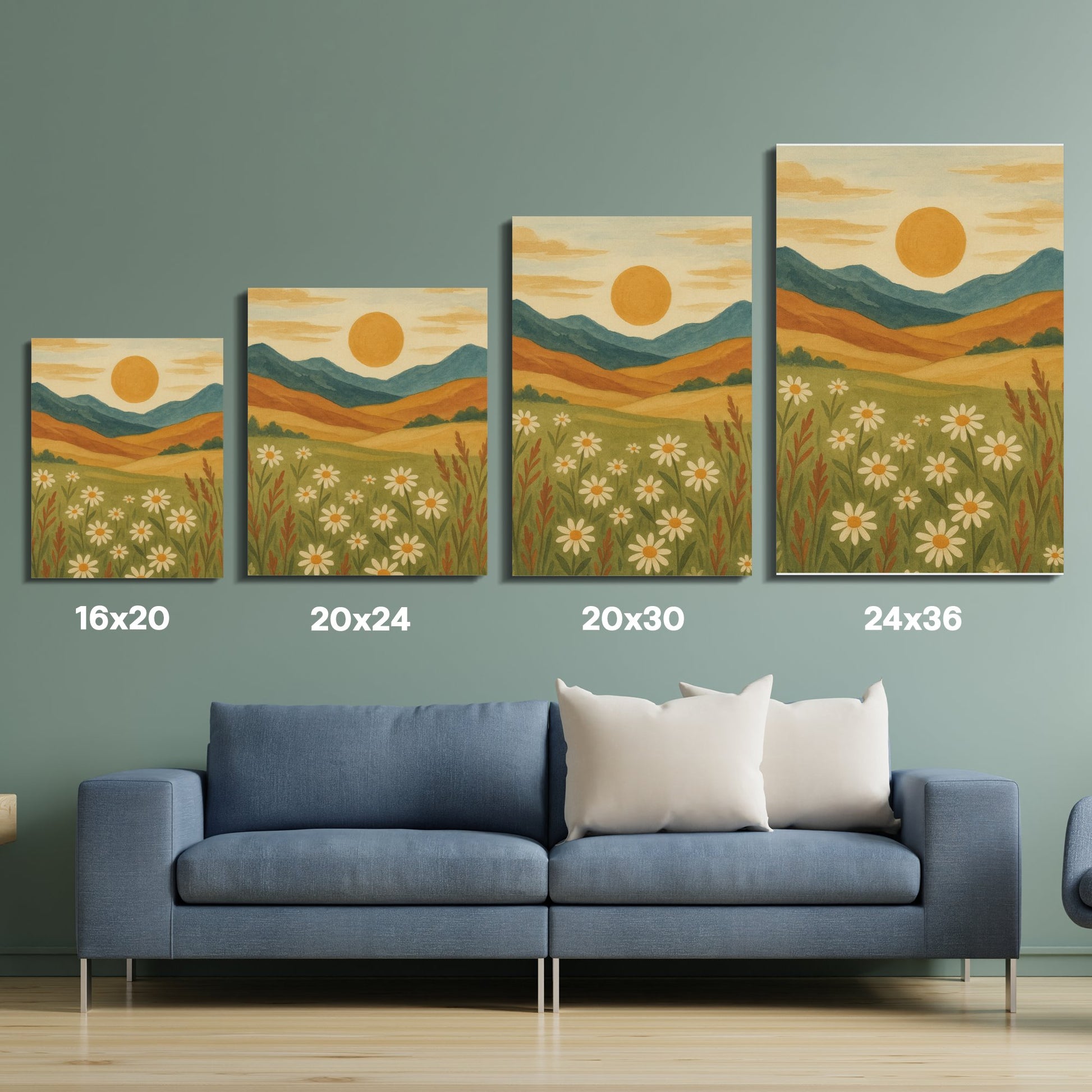 Set of Five Canvas Wall Art Prints Sunflower Landscape Home Decor Living Room