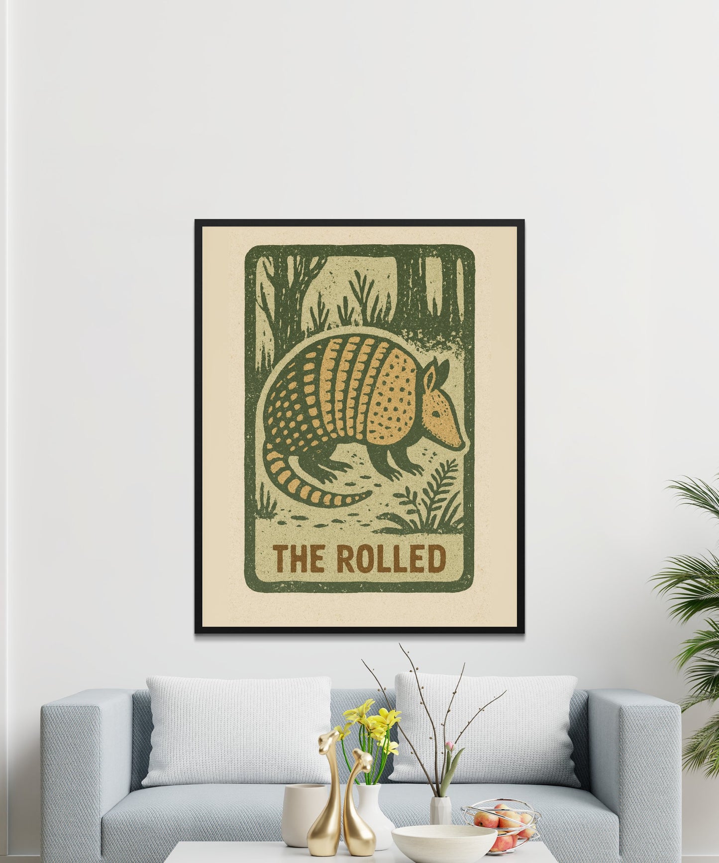 Vintage Armadillo Print, Rustic Wall Art, Nature Inspired Home Decor, Framed Woodland Animal Illustration