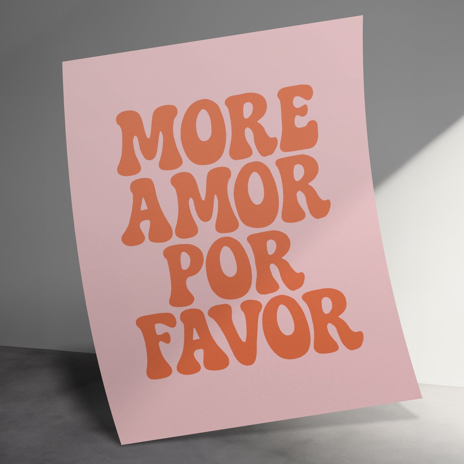 More Amor Por Favor Poster, Inspirational Spanish Quote Wall Art, Pink Typography Print, Modern Home Decor, Gift Idea