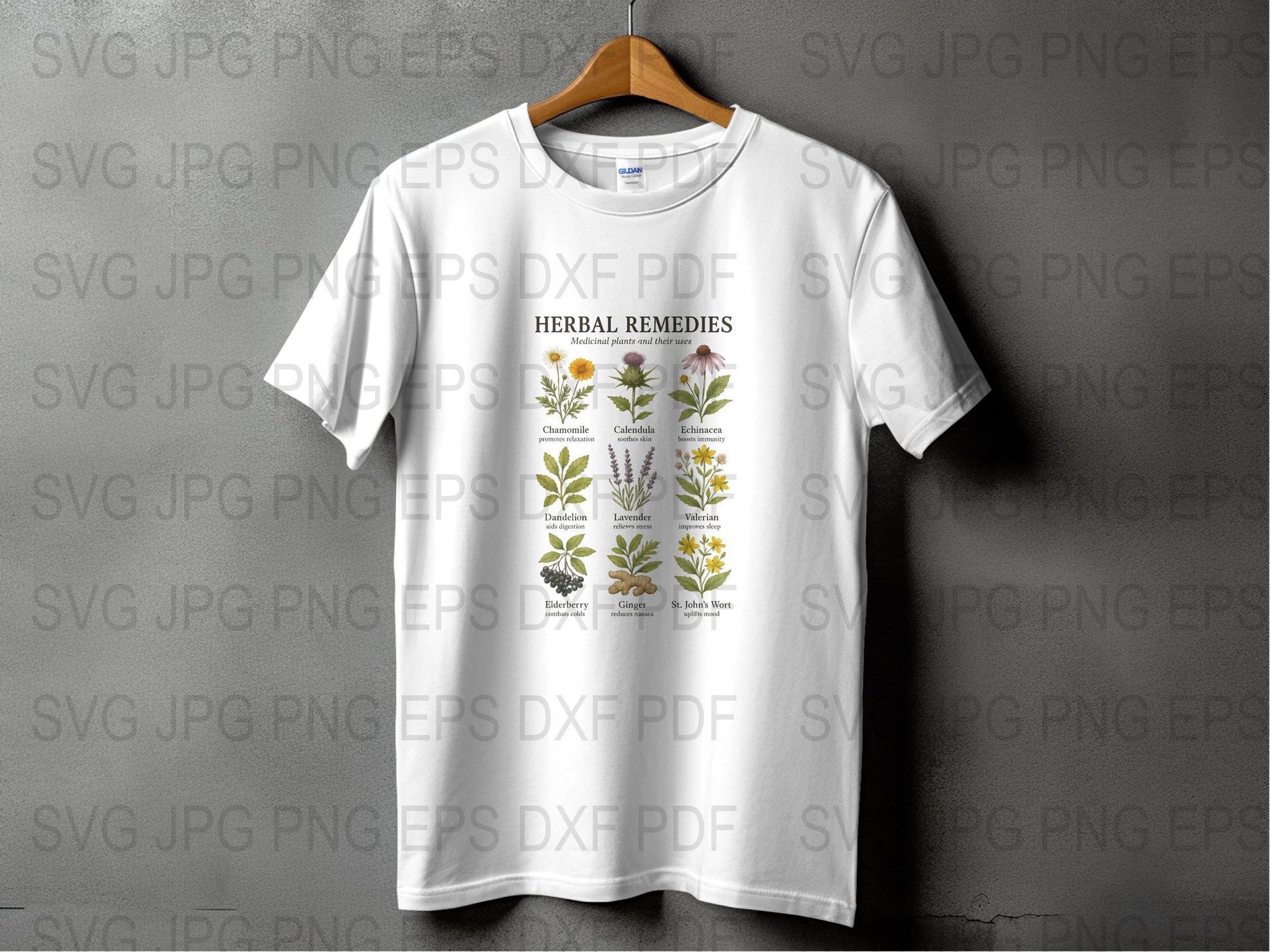 Herbal Remedies Graphic T-Shirt, Botanical Print Tee, Unisex White Cotton Shirt with Herbal Illustrations