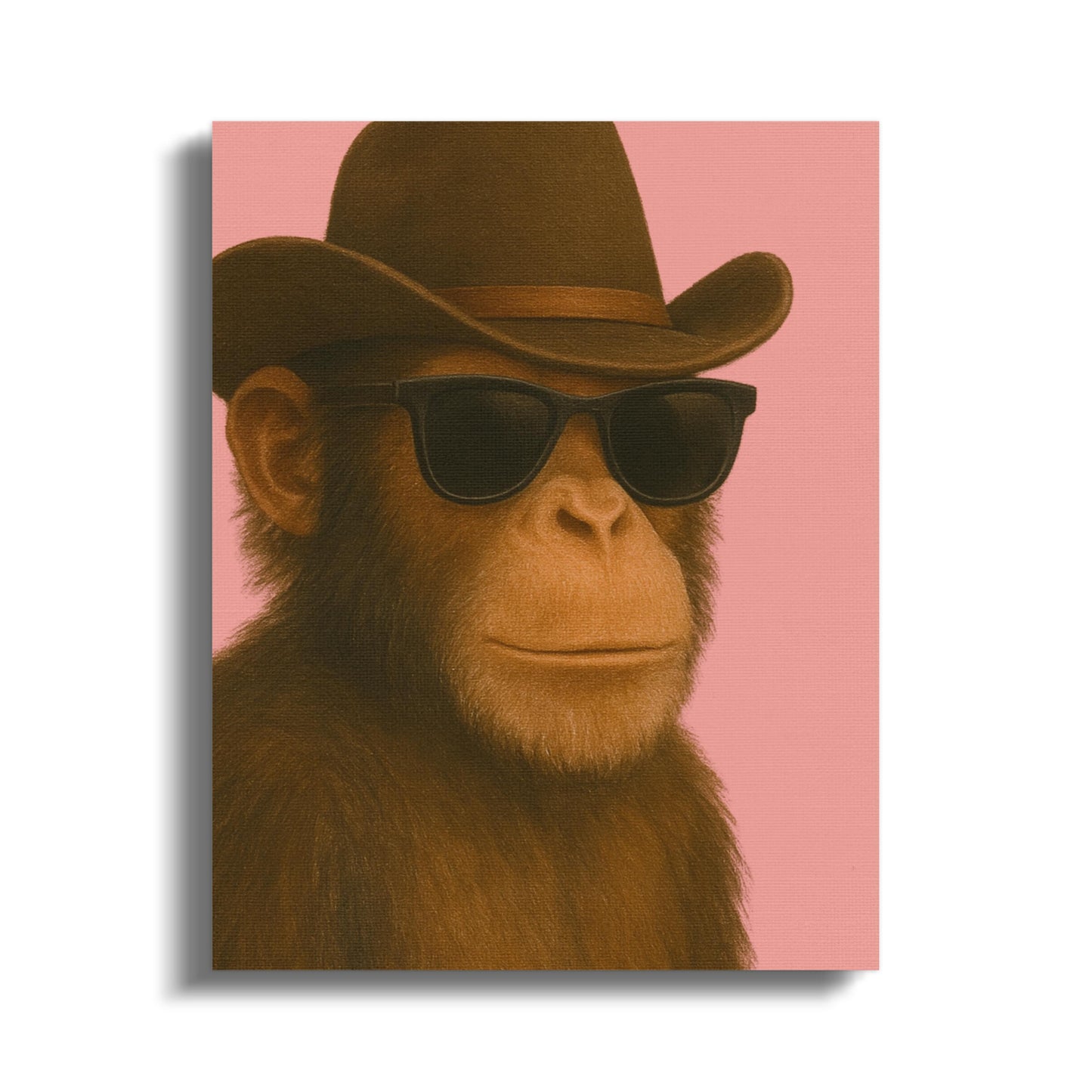 Cool Monkey in Hat and Sunglasses Wall Art, Trendy Animal Canvas Print, Stylish Home Decor