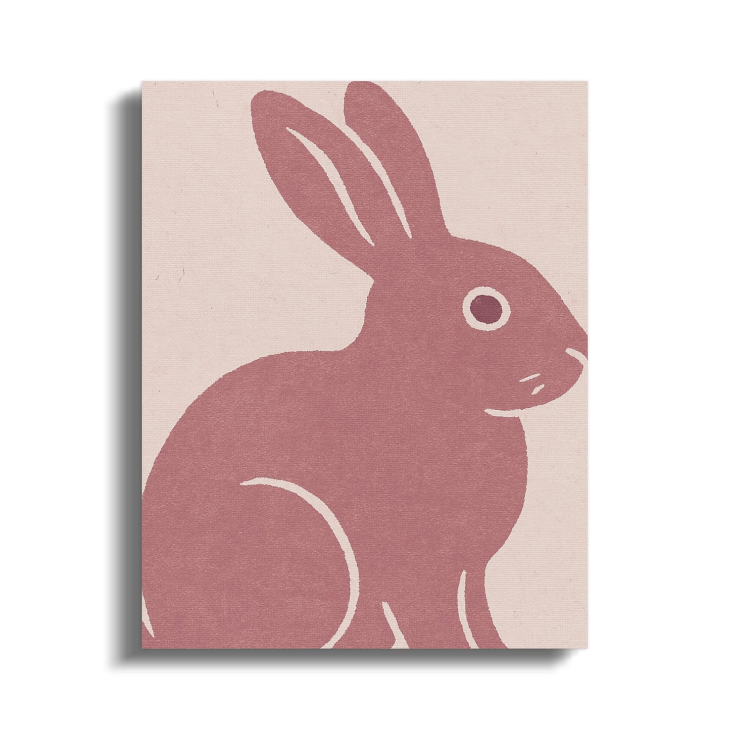 Minimalist Rabbit Art Print, Modern Bunny Canvas Wall Decor, Animal Illustration, Neutral Tones, Home Decor