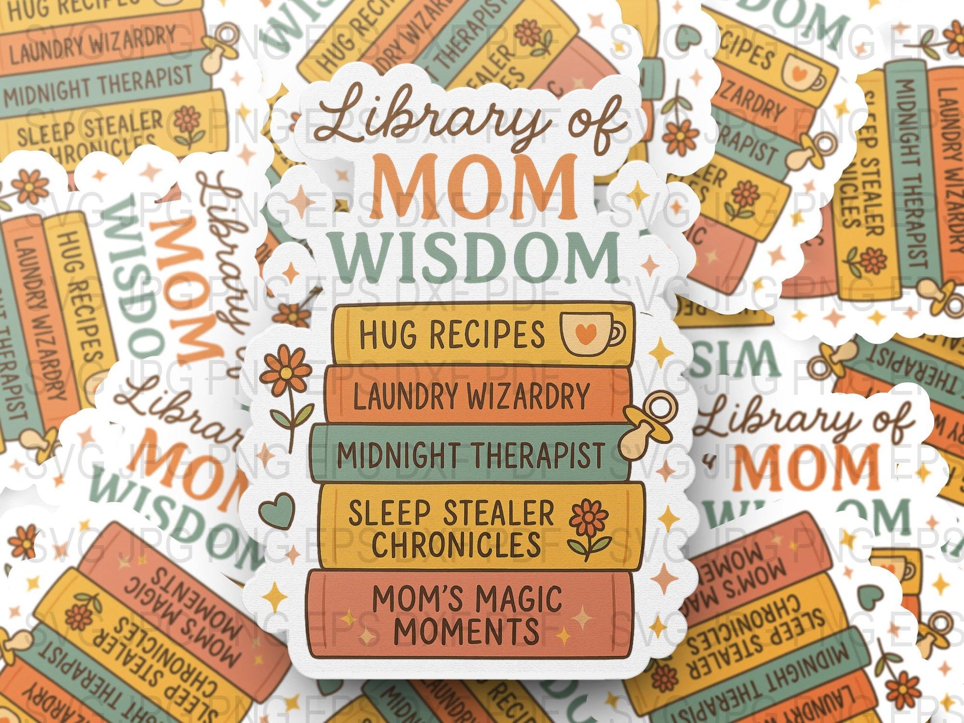 Library of Mom Wisdom Stickers Set, Perfect Gift for Mother's Day, Colorful Fun Labels