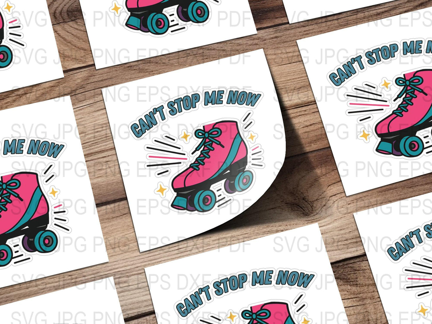 Retro Roller Skate Stickers, Pink Quad Skates, Vinyl Decal, Cute Skate Gifts, Durable Waterproof Sticker Pack for Laptops and Water Bottles