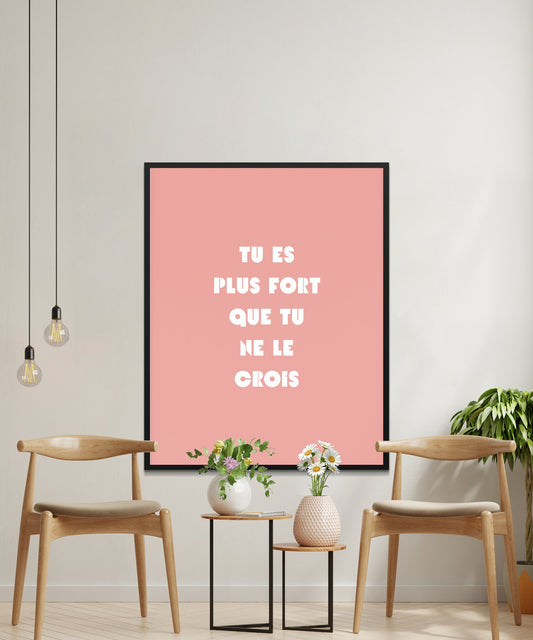 French Quote Wall Art, Minimalist Pink Poster, Inspirational Text Decor, Modern Home Office Artwork