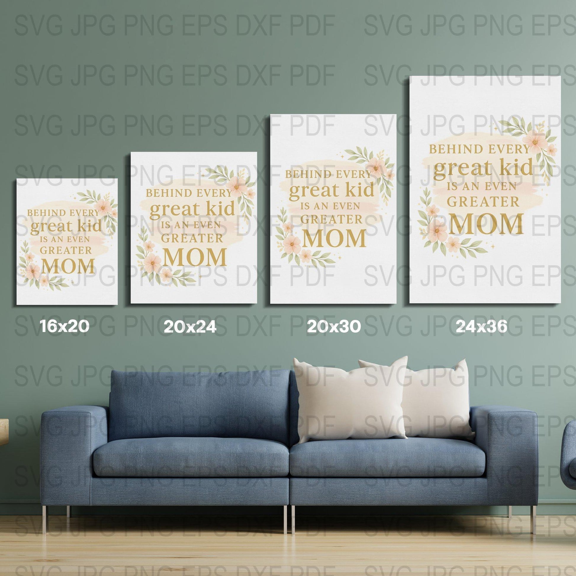 Floral Mother's Day Quote Wall Art, Digital Download, Home Decor Prints, Set of Four Inspirational Quotes