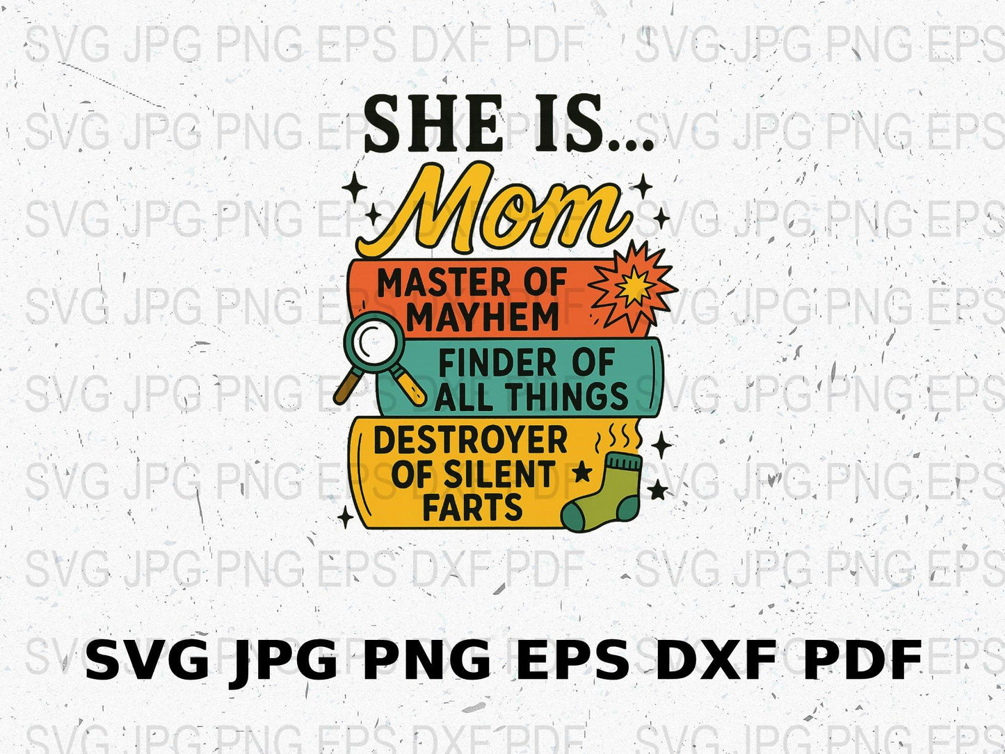 Funny Mom SVG, Master of Mayhem, Finder of All Things, Mother's Day Gift, Digital Download SVG, PNG, EPS, DXF Files