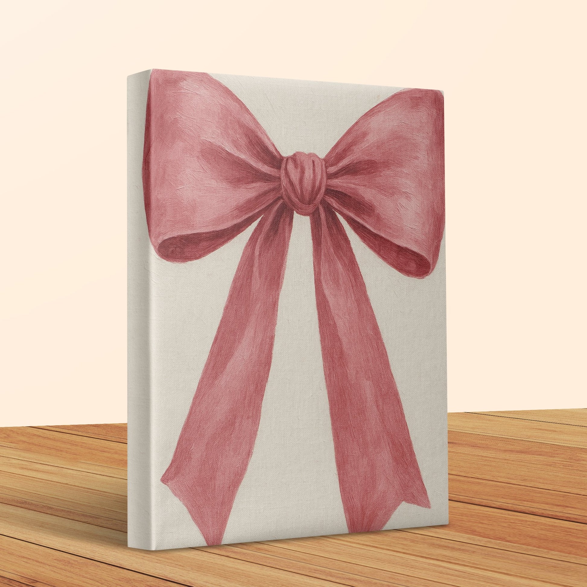 Elegant Pink Bow Canvas Art, Feminine Wall Decor, Chic Home Decoration, Gift Idea