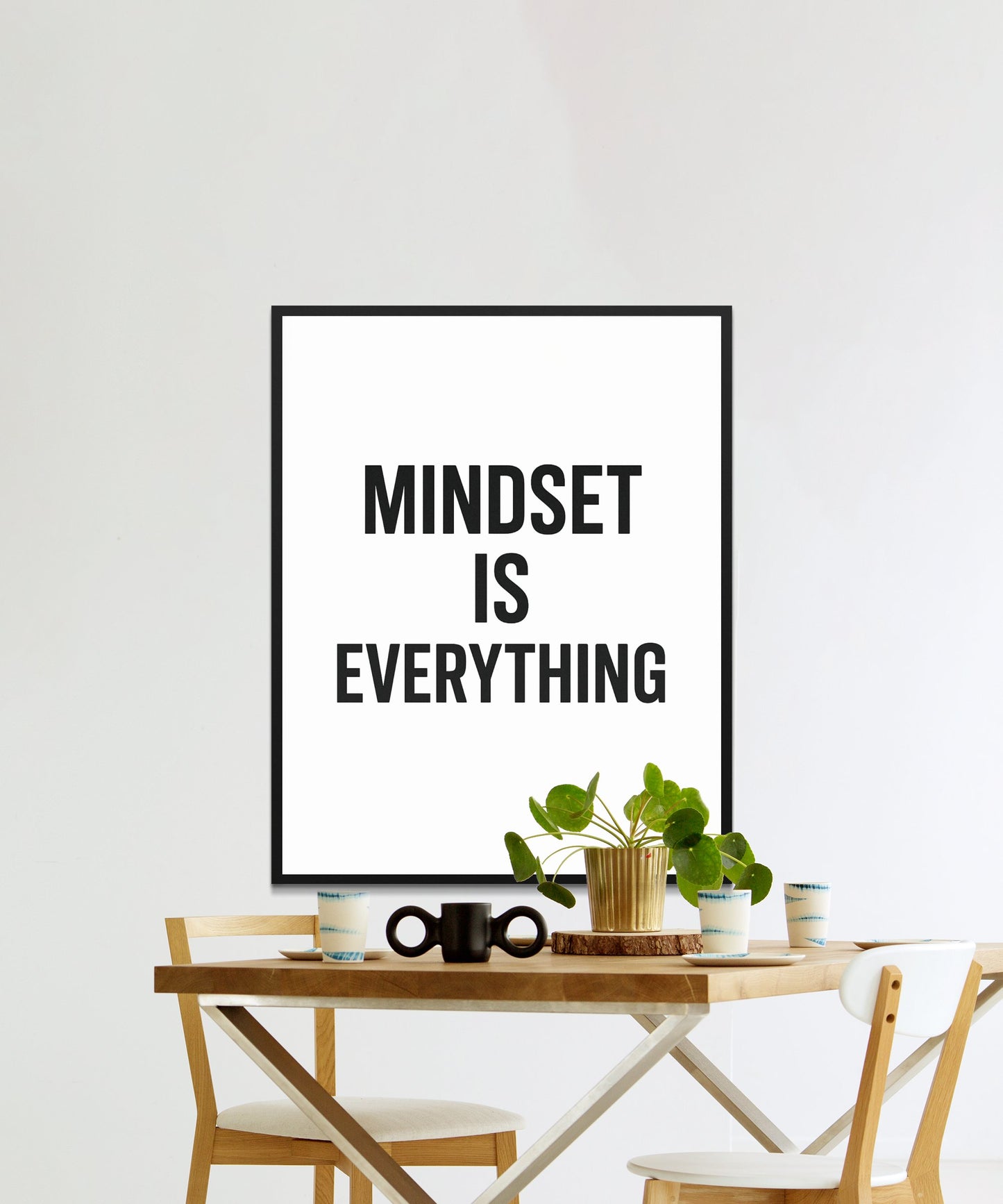 Modern Minimalist Wall Art, Mindset Is Everything Quote, Inspirational Office Decor, Framed Typography Print