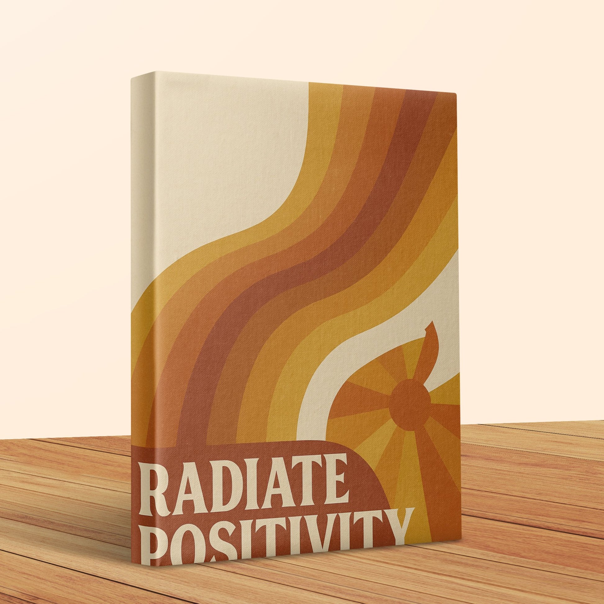 Retro Canvas Art Print, Radiate Positivity Quote, Abstract Waves Design, Home Decor Wall Art, Warm Tones, Inspirational Decoration