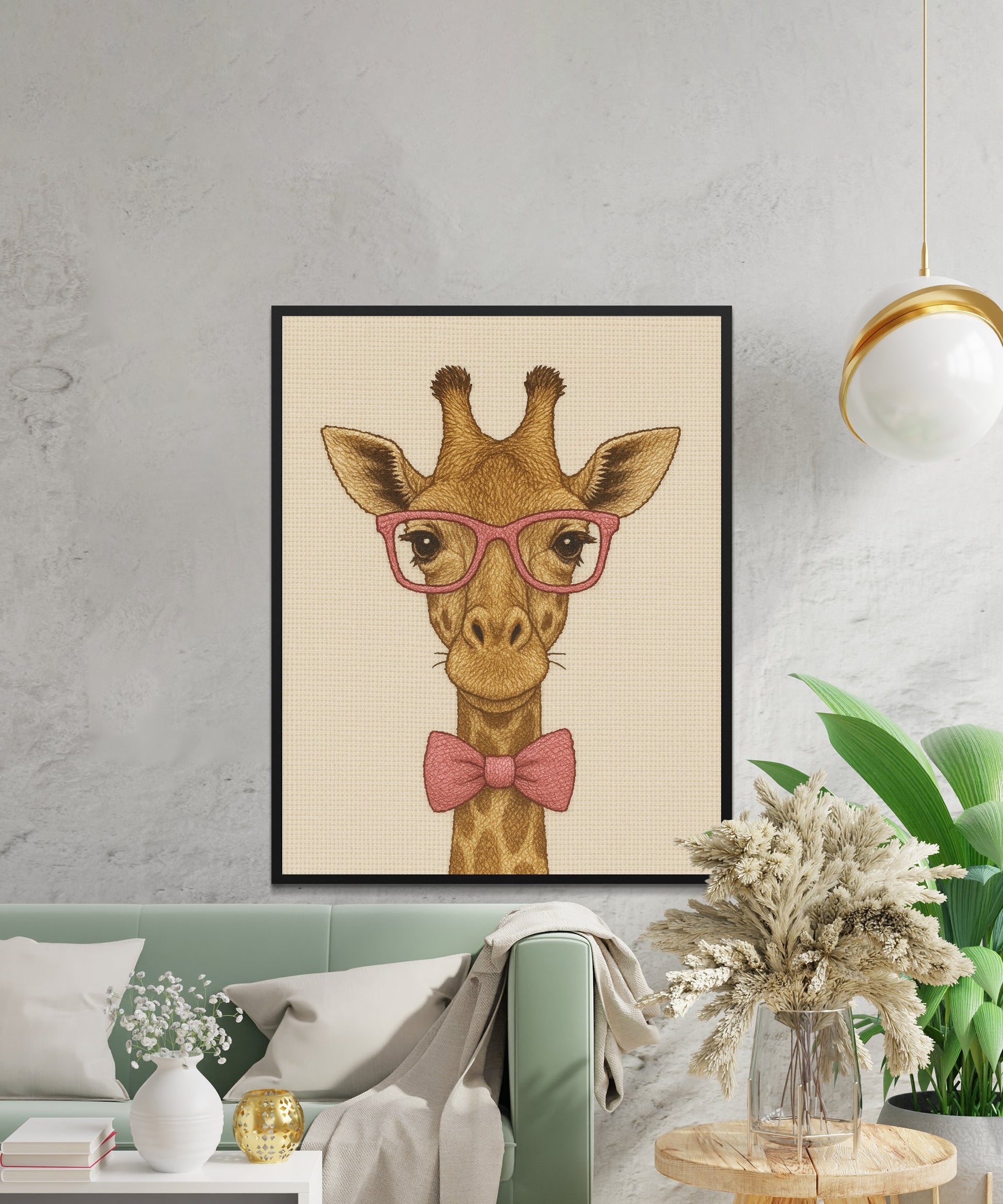 Cute Giraffe Art Print, Whimsical Glasses and Bow Tie, Nursery Wall Decor, Animal Poster