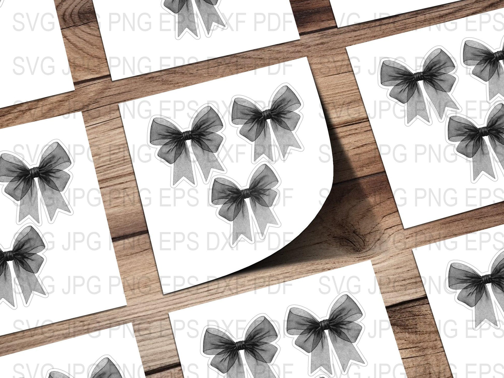 Black and White Bow Clipart, Digital Download, SVG, PNG, EPS Files, Craft Supplies, DIY Projects, Scrapbooking, Card Making, Graphic Design