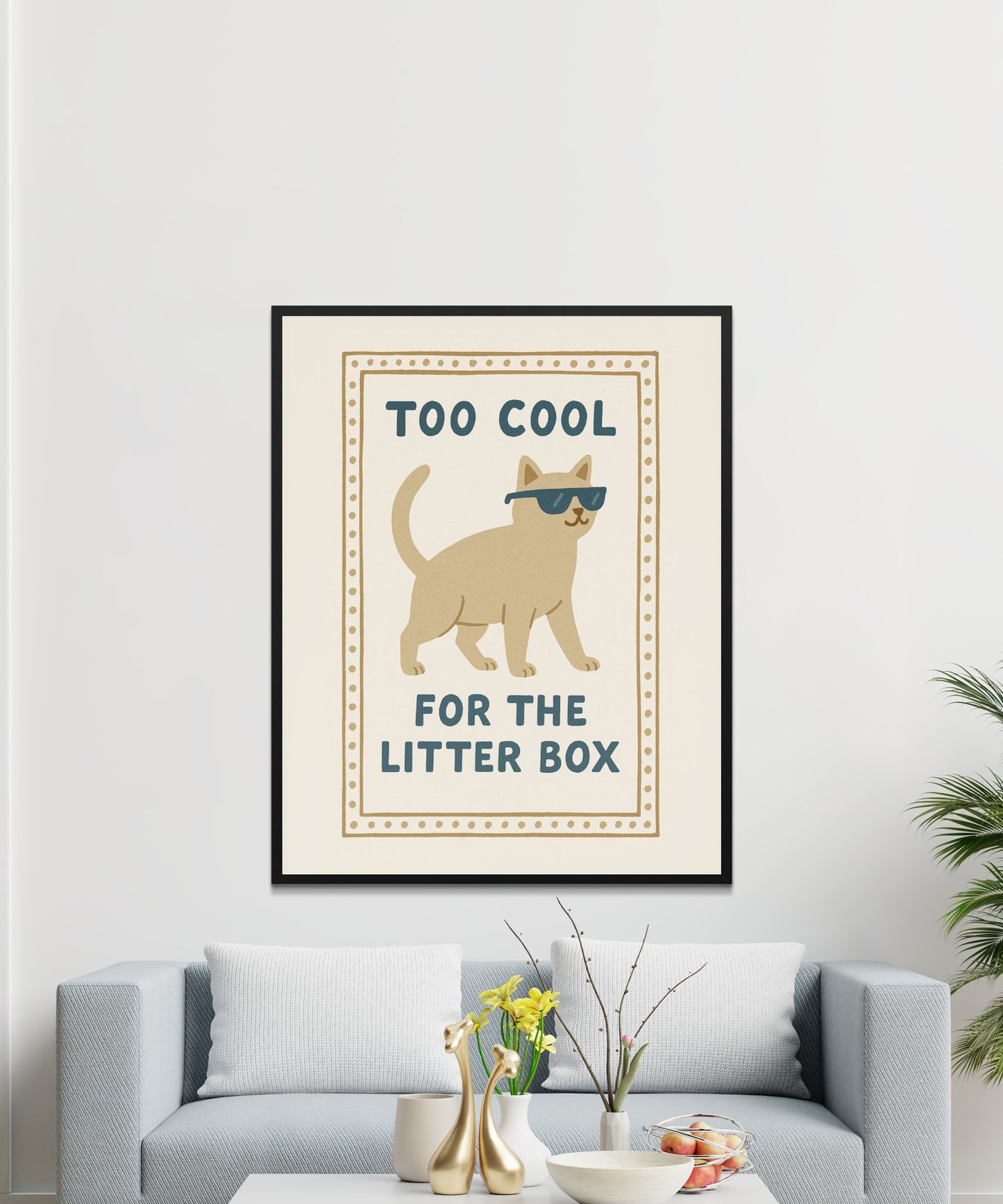 Cool Cat Poster with Sunglasses, Funny Cat Wall Art, Quirky Home Decor, Cat Lover Gift