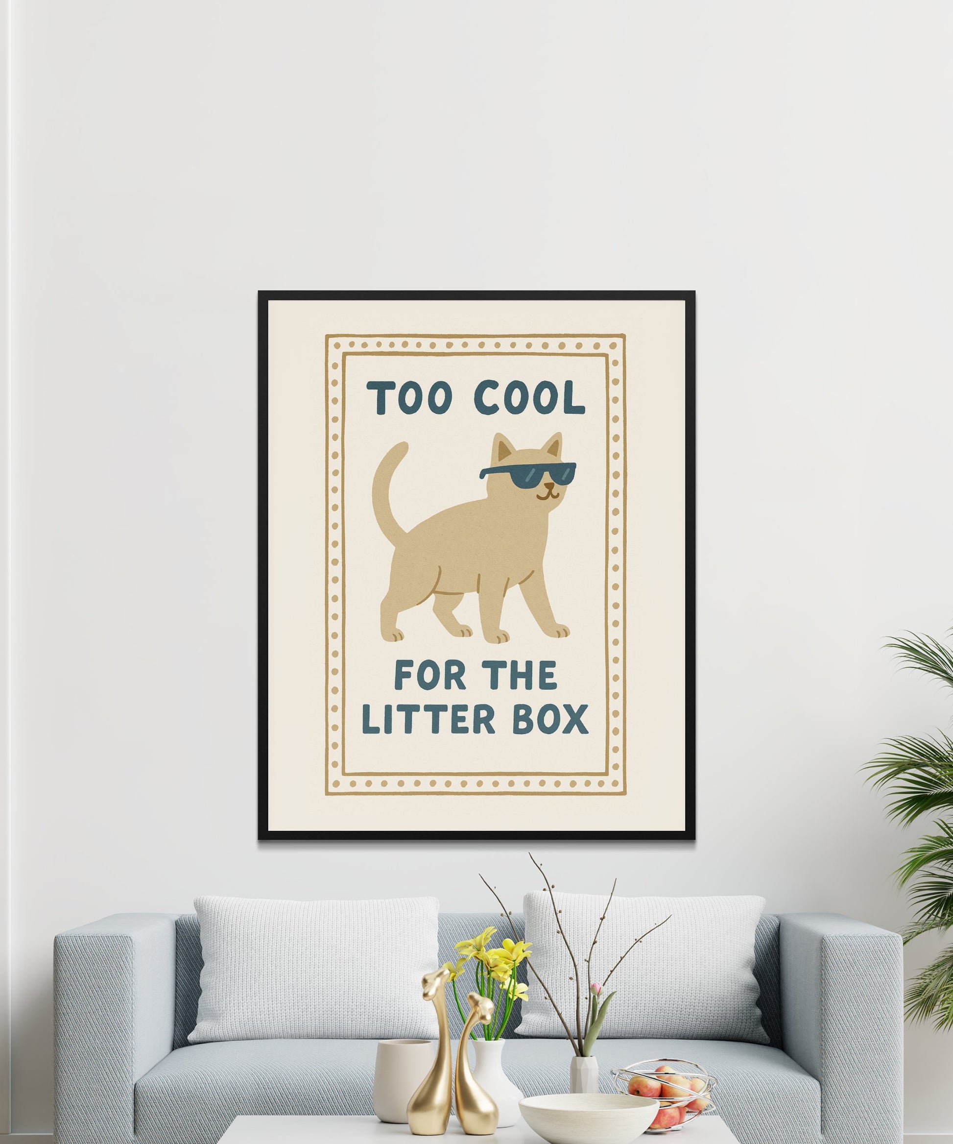 Cool Cat Poster with Sunglasses, Funny Cat Wall Art, Quirky Home Decor, Cat Lover Gift
