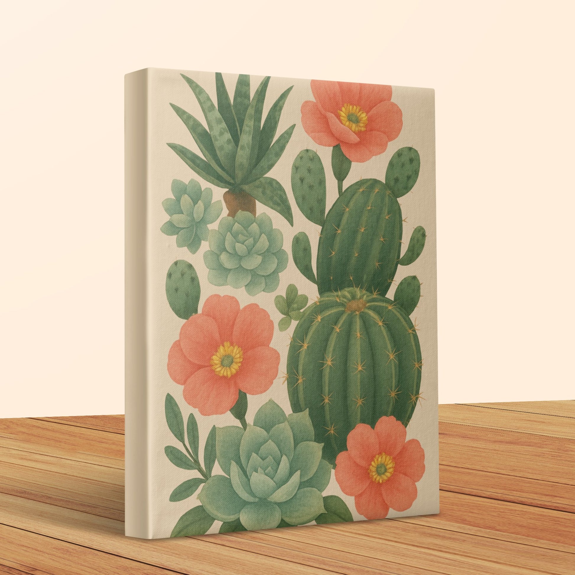 Botanical Cactus Succulent Canvas Print, Colorful Floral Wall Art, Modern Home Decor, Vibrant Nursery Room Decoration