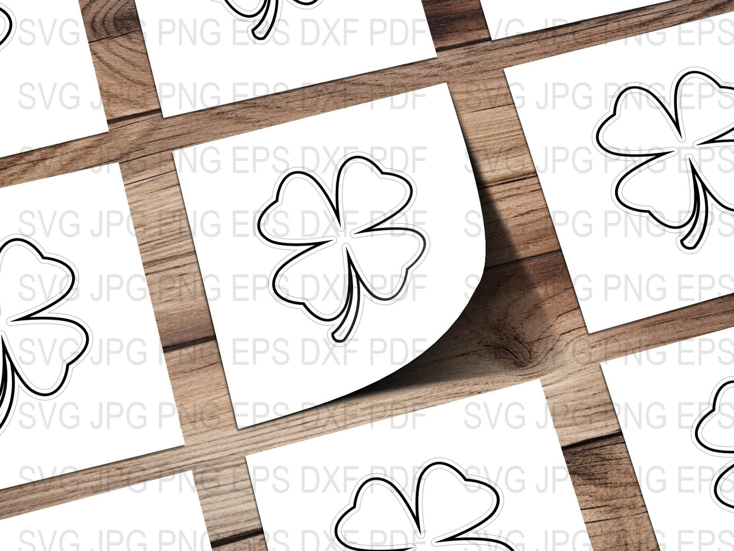 Clover Leaf SVG Files, St. Patrick's Day Clipart, Four Leaf Clover DXF, EPS, JPG, PNG Instant Download for Cricut and Silhouette