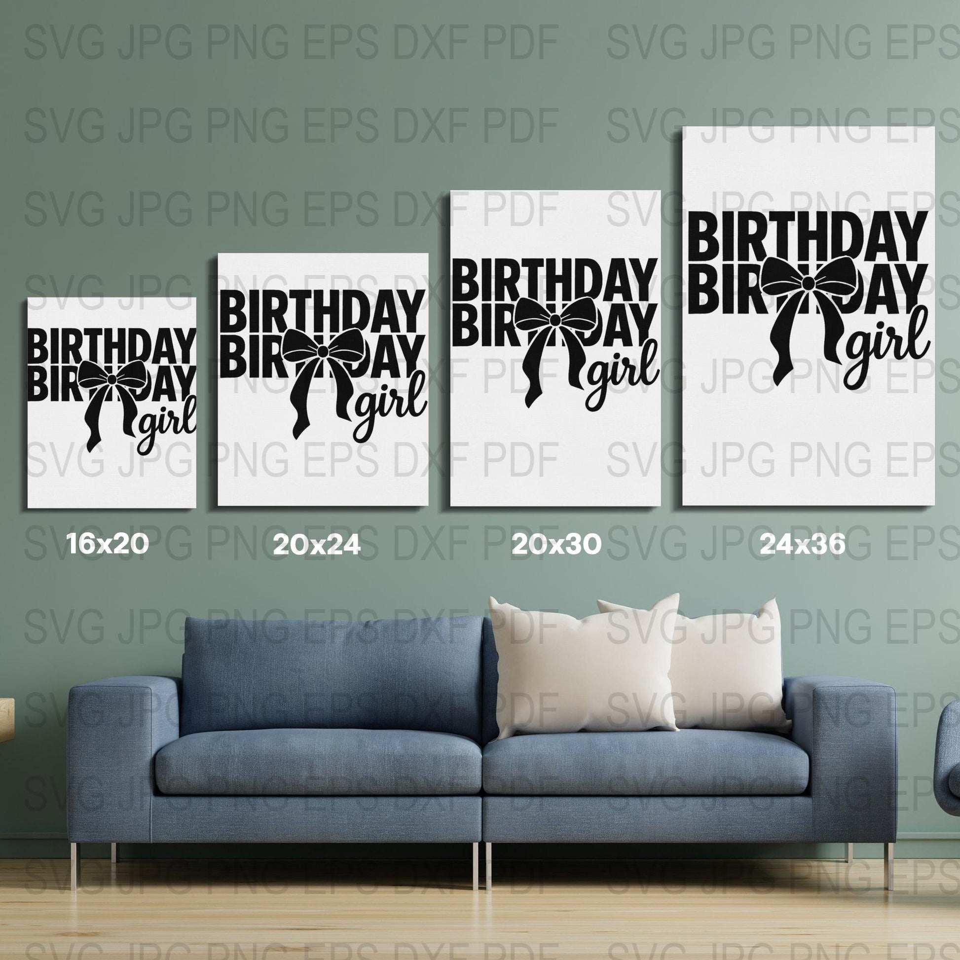 Birthday Girl SVG Cut Files, Digital Download, Black Silhouette, Party Decor, DIY Crafts, Multiple Sizes