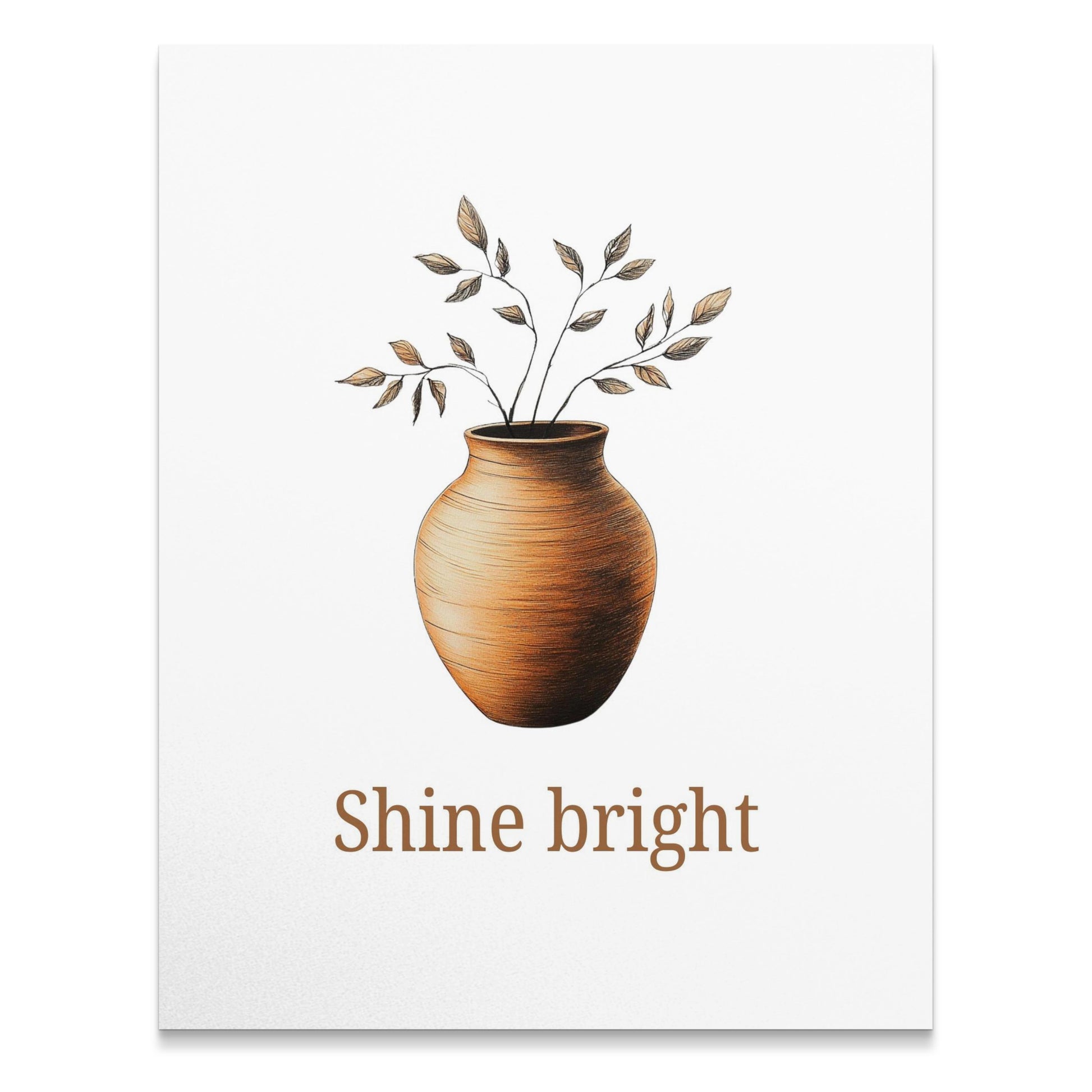 Shine Bright Minimalist Vase Print, Modern Home Decor Wall Art, Elegant Botanical Illustration, Neutral Tones