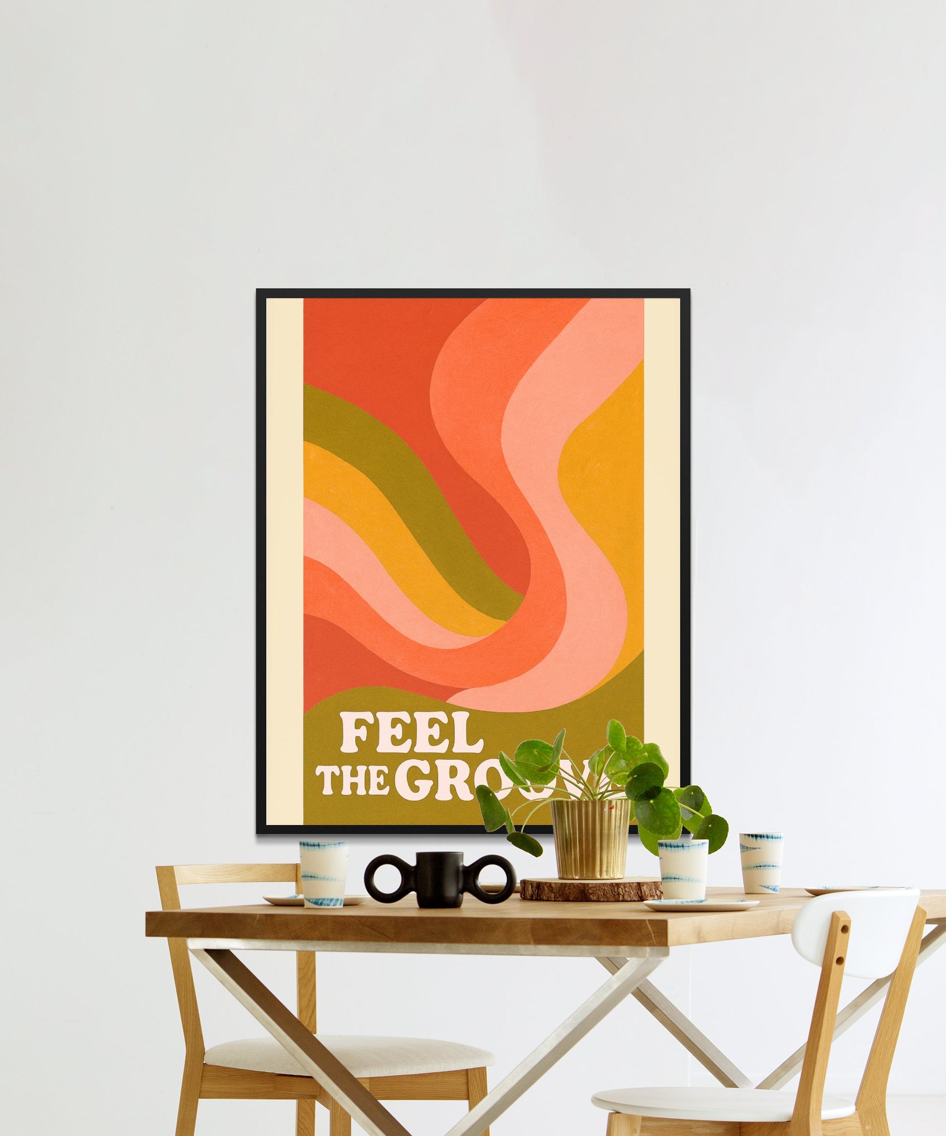 Modern Abstract Art Poster, Colorful Wall Decor, Retro Style Dining Room Accent, Vibrant Home Interior Print