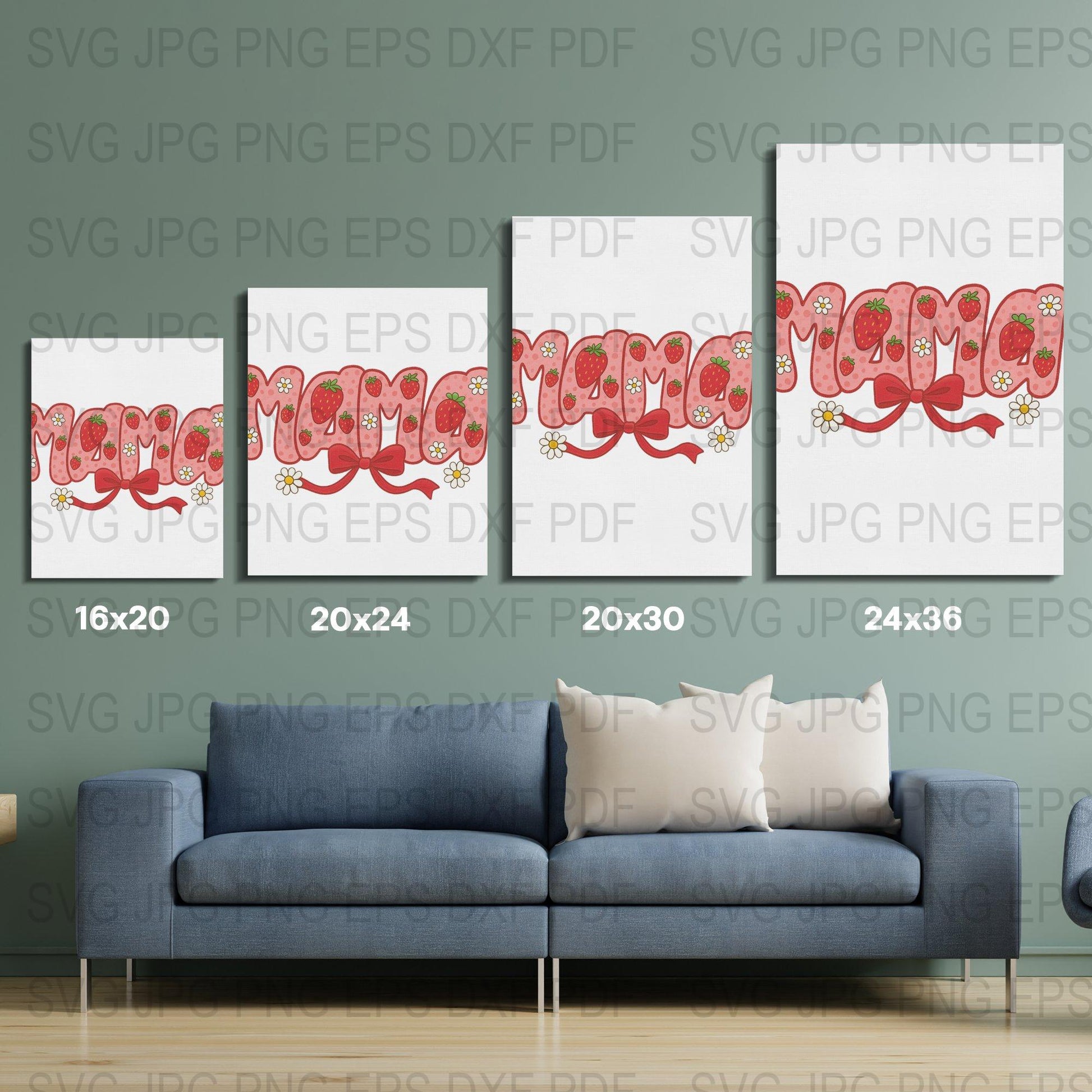 Mama Floral Art Prints Set - Mother's Day Gift, Typography Wall Decor, Multiple Sizes Available